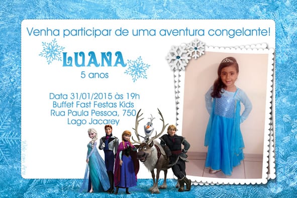 Convite Frozen  Festa de Aniversário Infantil