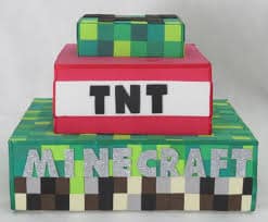 Bolo de Pasta Americana: Bolo Minecraft TNT quadrado de Pasta