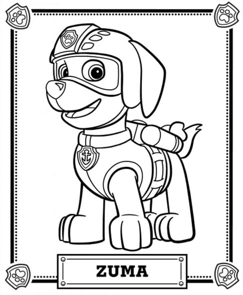 Desenhos da Patrulha Canina para imprimir e colorir
