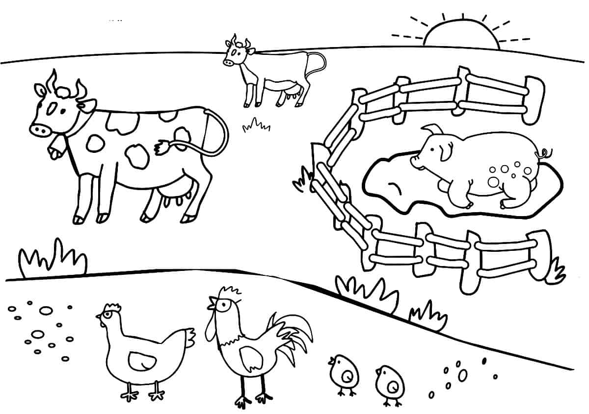Desenhos de animais da fazenda para colorir