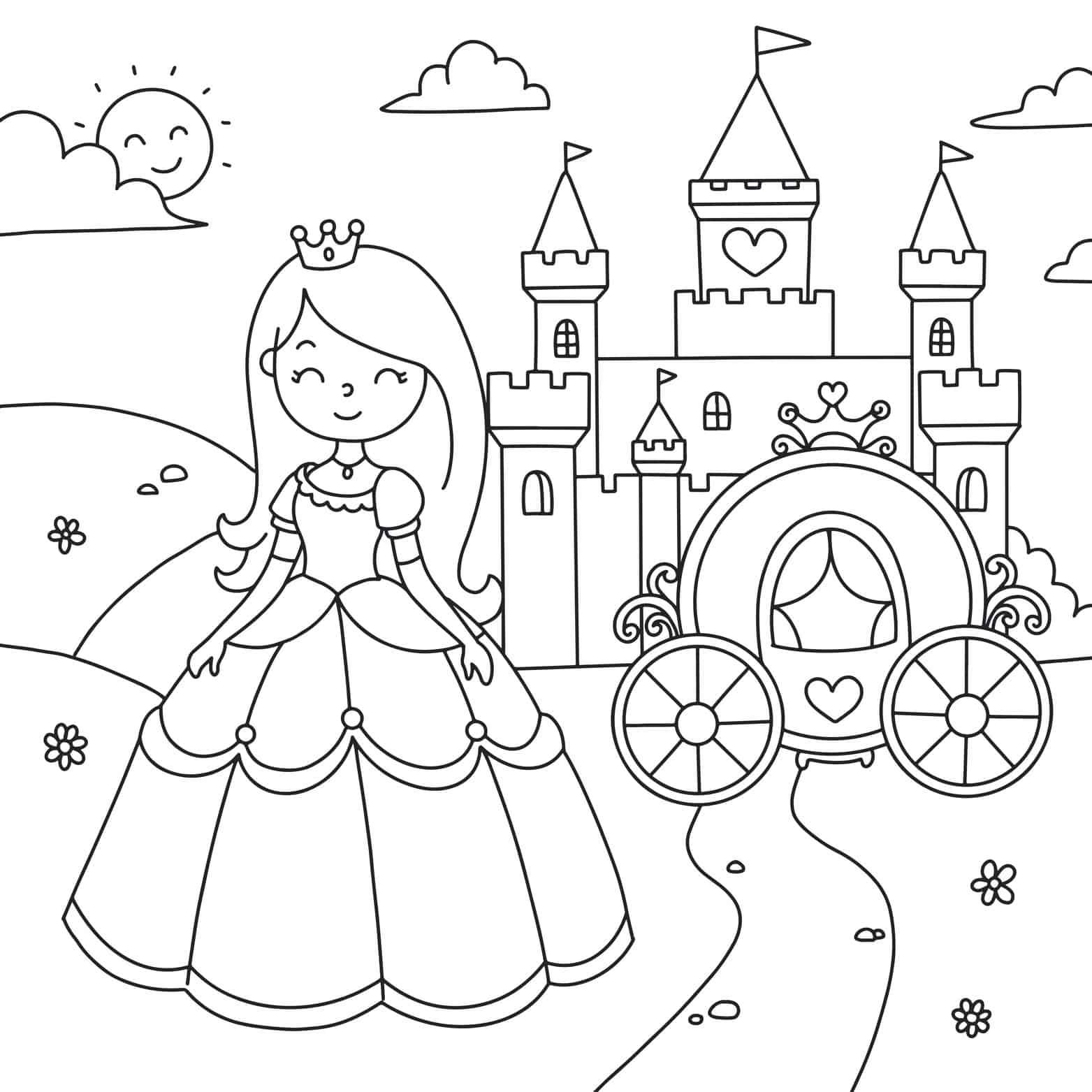 Princesa e o castelo para colorir-1