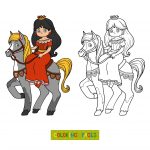 Princesa no cavalo para colorir-1