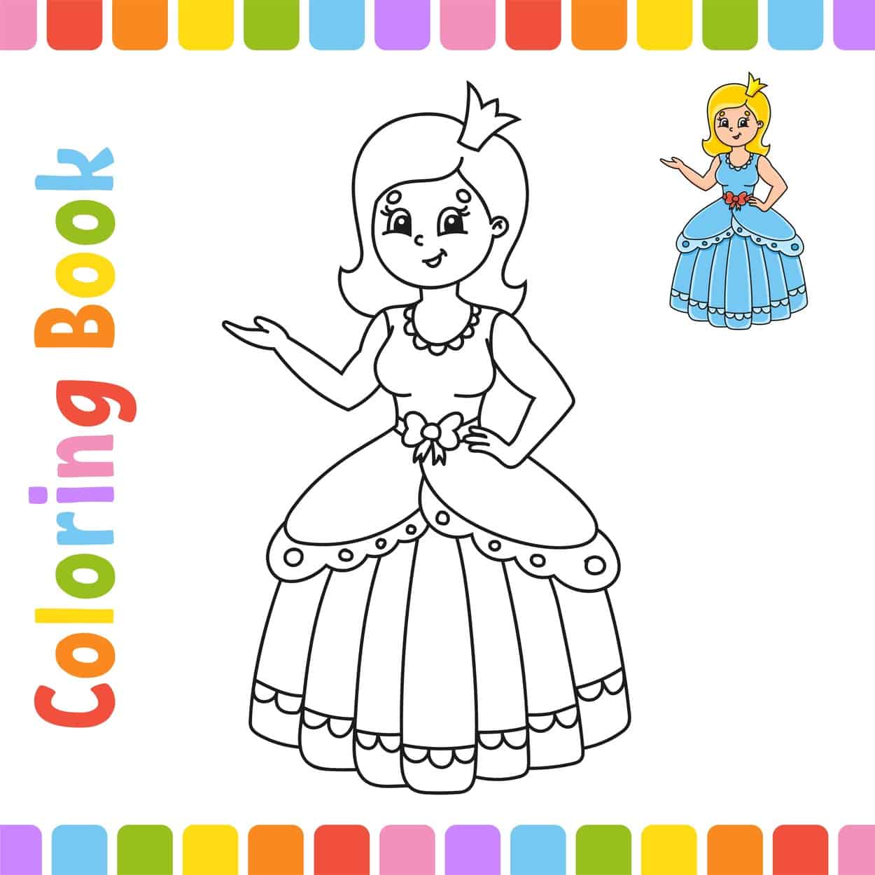 Princesa para colorir fácil-1