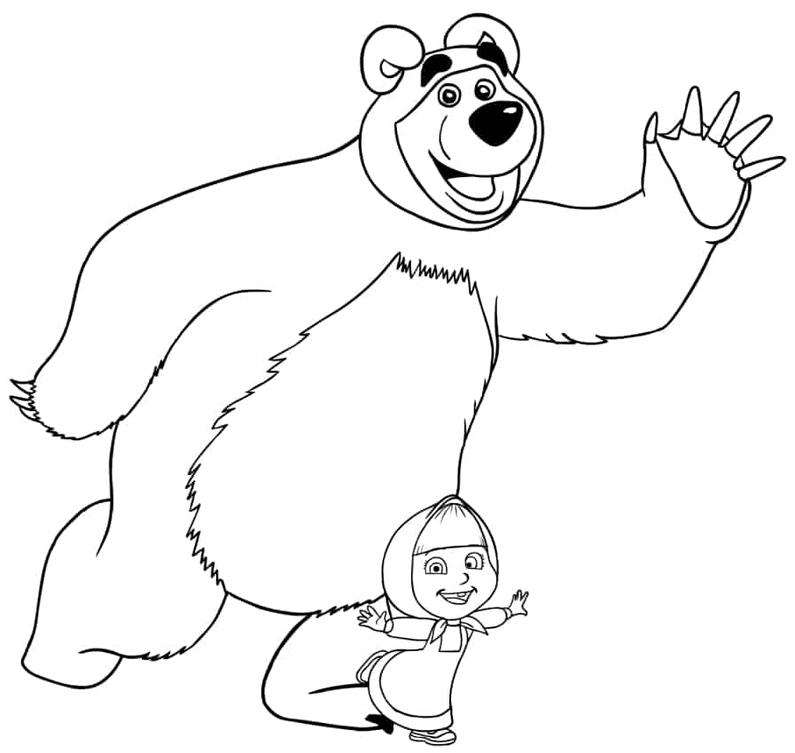 Masha e o urso para colorir