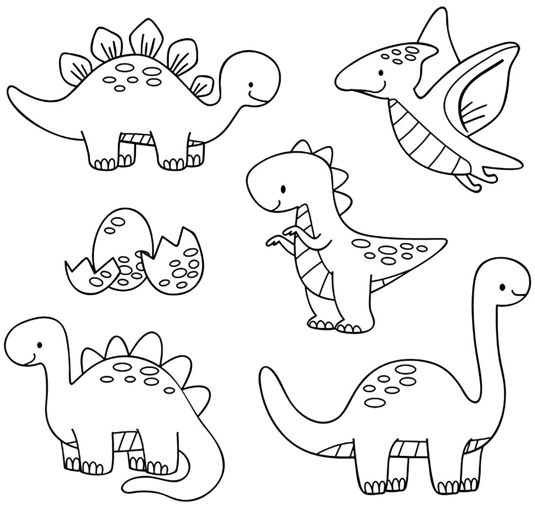Dinossauro fofo desenho para colorir