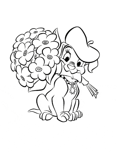 Cachorro e o buquê de flores