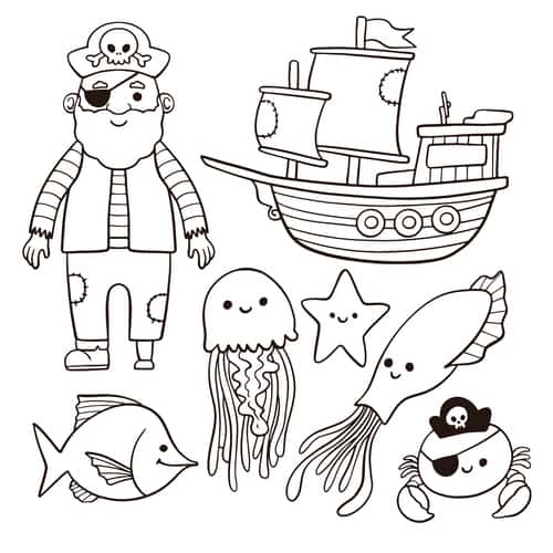 Aventura dos piratas para colorir