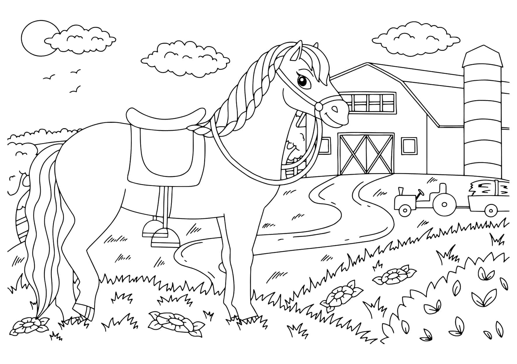 Desenho de cavalo na fazenda