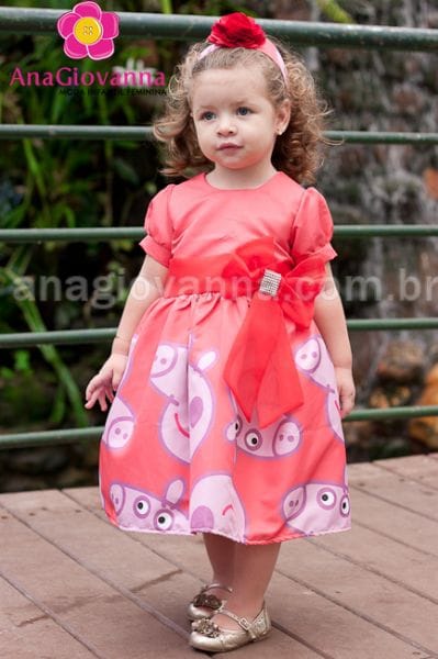 Vestido para Festa Infantil Peppa Pig