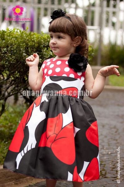 Vestido de aniversário da Minnie para Festa Infantil