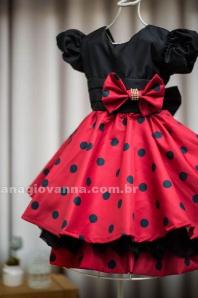 Vestido Infantil Minnie Vermelha Luxo