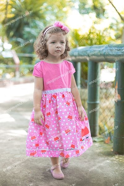 Vestido Infantil Peppa Rosa