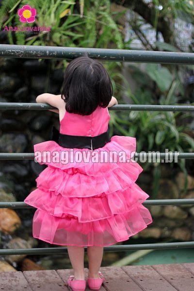 Vestido Infantil Pink com Preto 3 anos