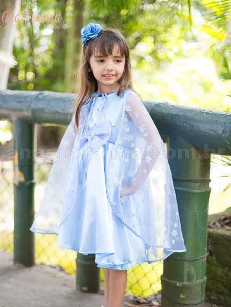Vestido Elsa Infantil com capa
