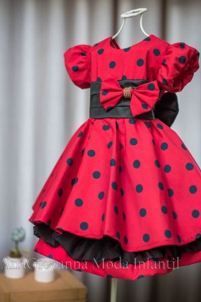 Vestido de Festa da Minnie Vermelha Infantil