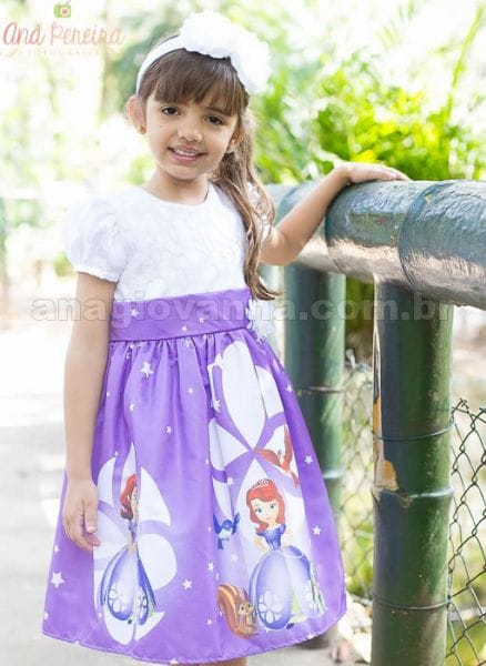 Vestido Princesa Sofia Luxo para aniversário infantil