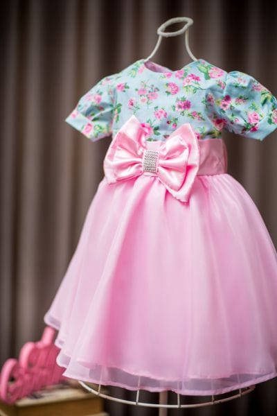 Vestido Infantil de Festa Princesa Floral com Rosa