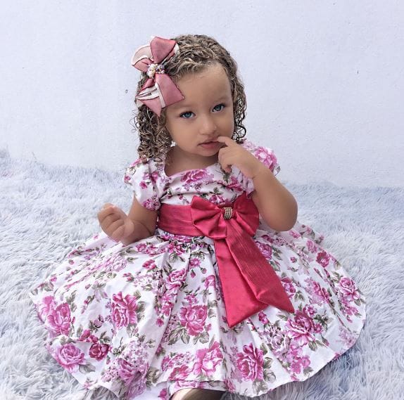 Vestido Infantil para Festa Floral Pink
