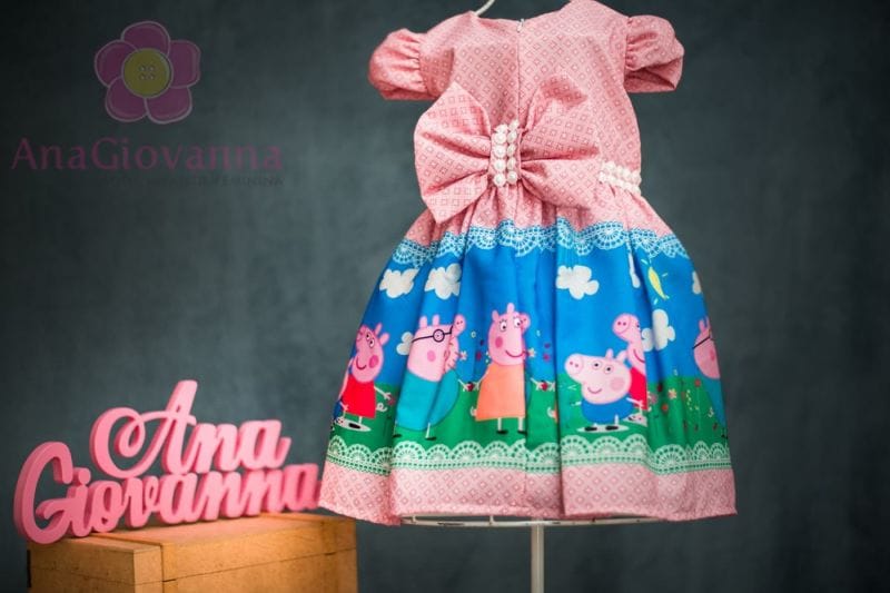 Vestido Aniversário Peppa Pig Luxo Festa Infantil