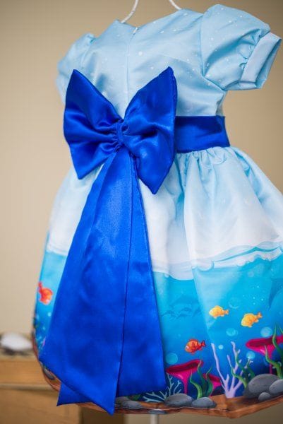 Vestido Infantil de Festa Fundo do Mar