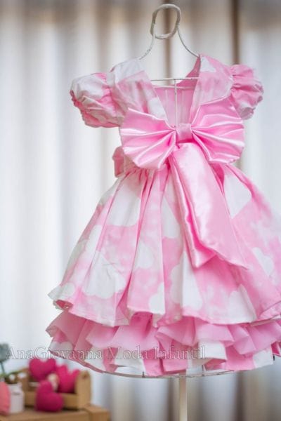 Vestido de Festa Infantil Nuvem Rosa