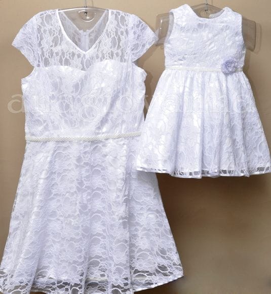 Vestido Mãe e Filha de Renda Branco