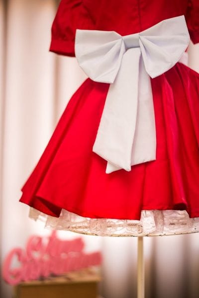 Vestido Infantil Vermelho e Branco