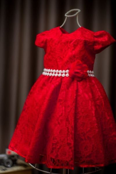 Vestido Infantil Vermelho para festa de renda