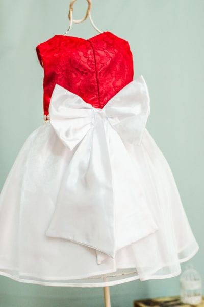 Vestido Infantil Princesa Vermelho e Branco