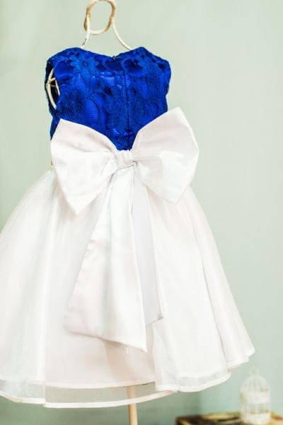 Vestido de Festa Infantil Azul e Branco