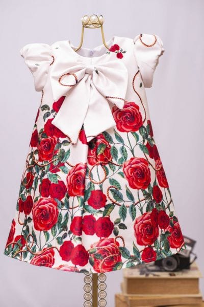 Vestido Infantil Floral Modelo Trapézio