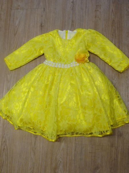 Vestido de festa infantil amarelo ouro