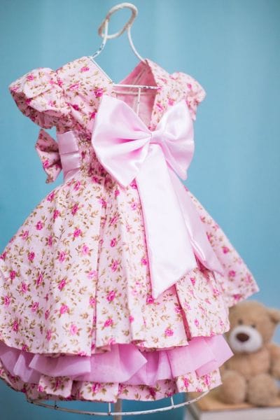 Vestido Infantil de Festa Floral Rosa