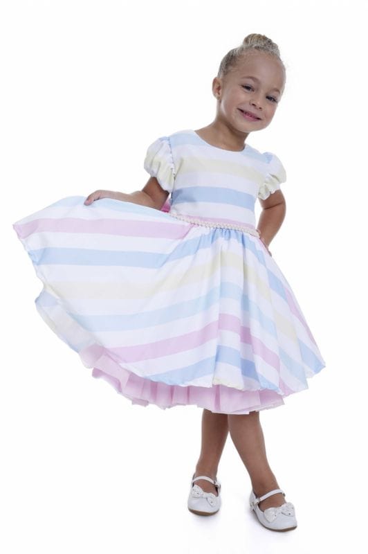 Vestido Arco-Íris Para Festa Infantil