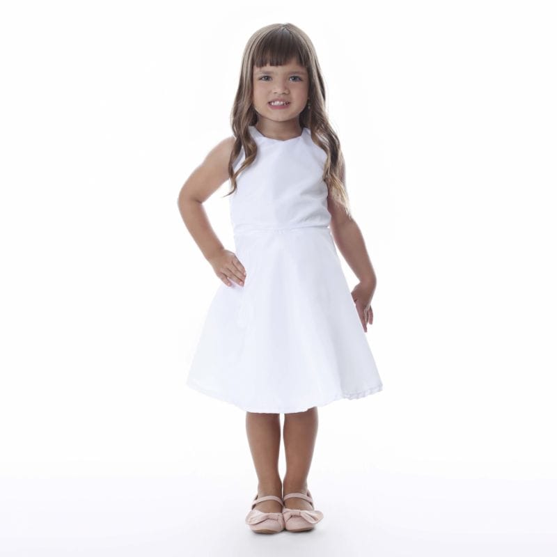 Vestido de Festa Infantil Branco Simples
