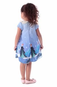 Vestido Infantil Frozen Elsa e Anna Verde Tiffany Strass - Fabuloso Ateliê