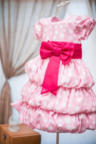 Vestido Infantil Minnie rosa balonê