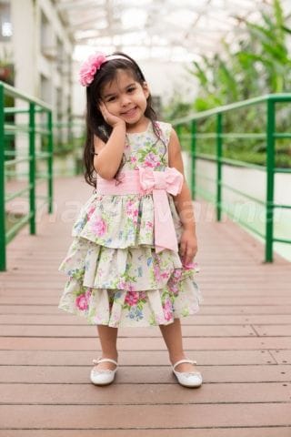 Vestido Infantil Floral com Babados