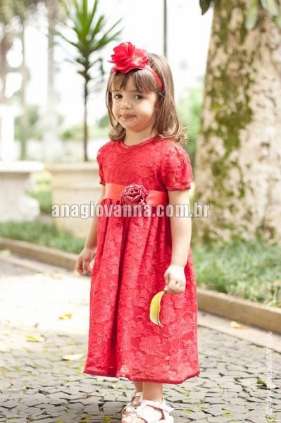 Vestido infantil social vermelho
