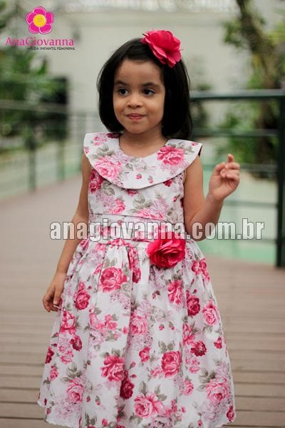 Vestido de Menina Floral Rosa para Festa Infantil