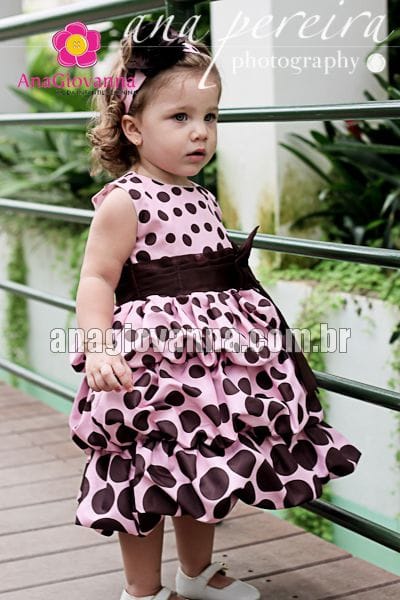 definite Dad Golden Vestido Infantil Rosa e Marrom Balonê | Ana Giovanna