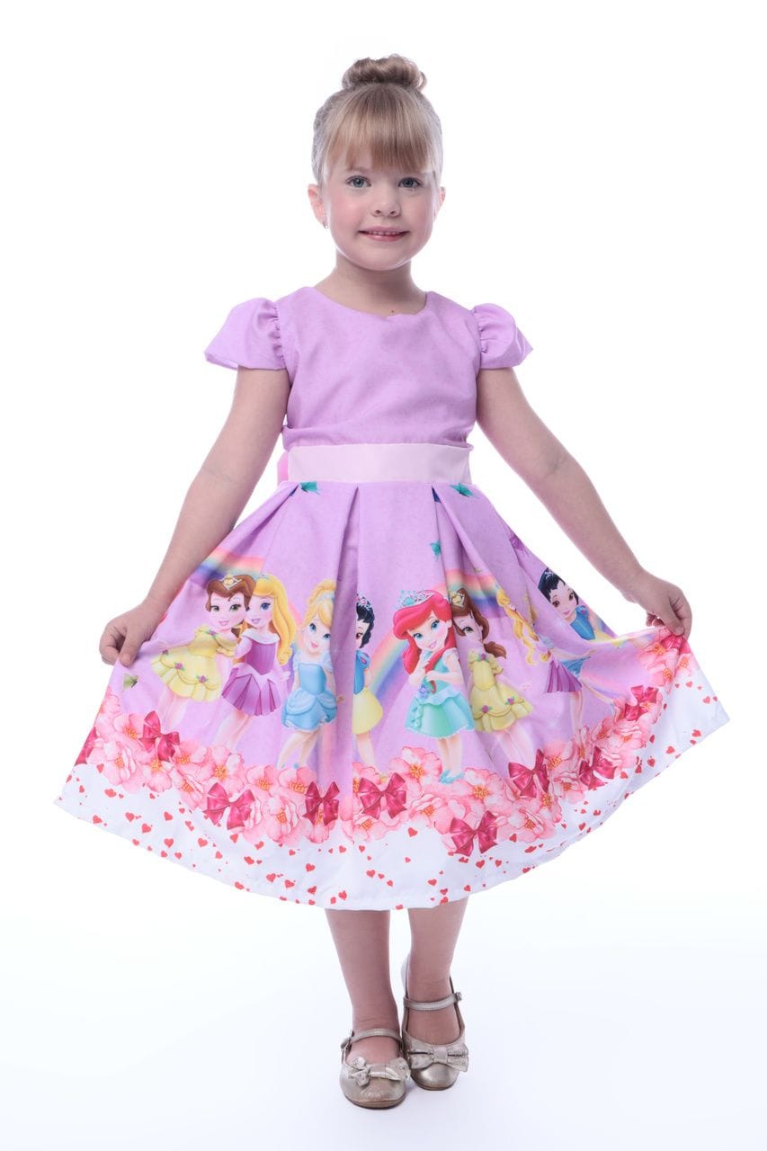 Vestido infantil de Festa Princesas da Disney