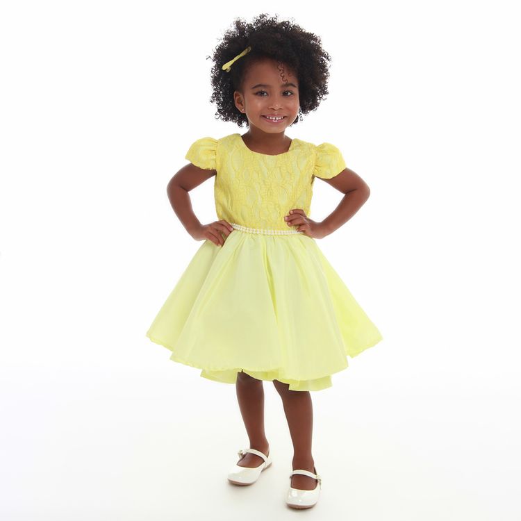 Vestido Amarelo Infantil Luxo