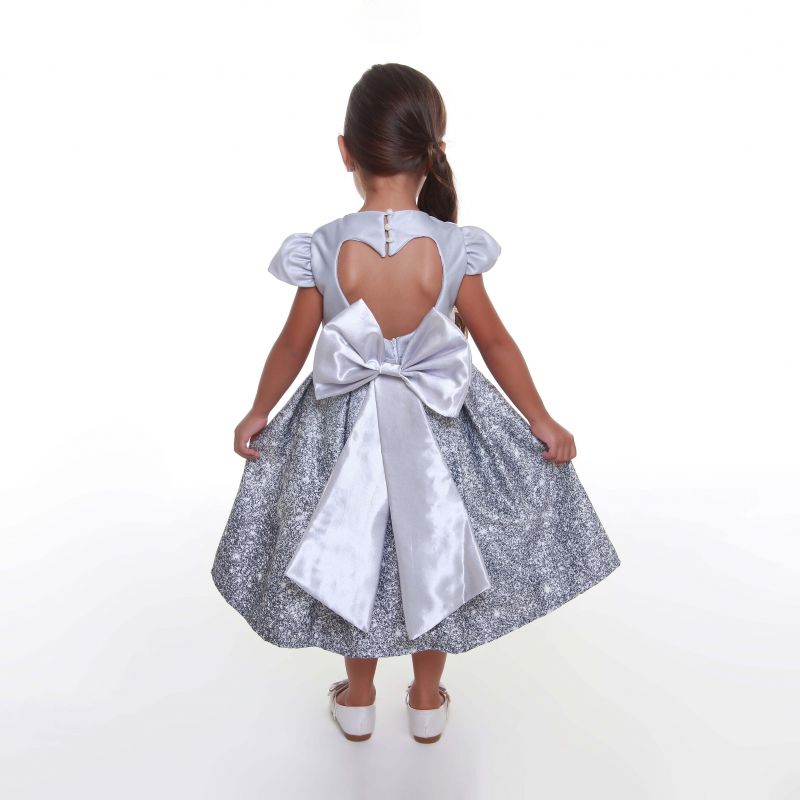 Vestido de Festa Infantil Luxo Prata