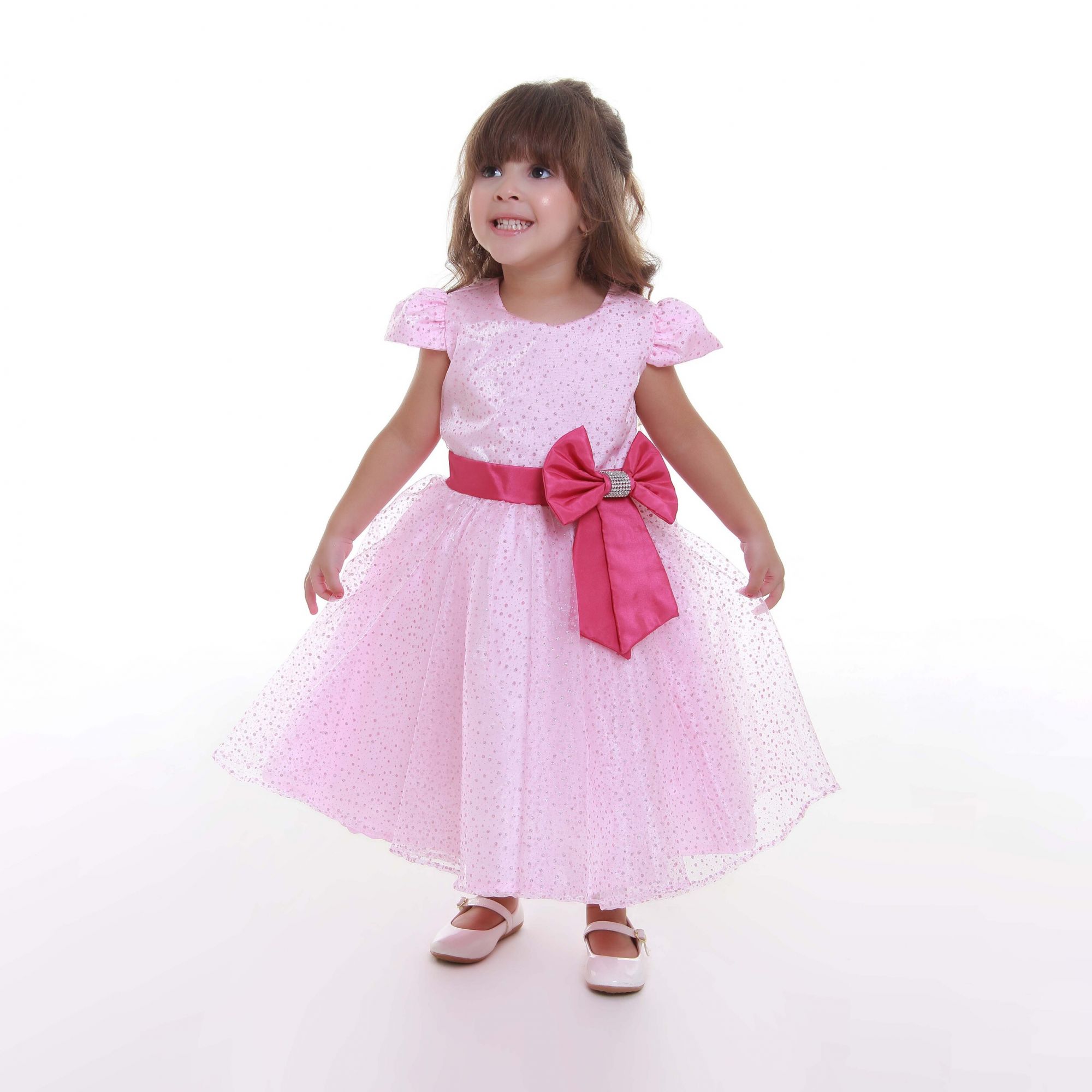 Vestido Infantil Princesa Rosa Luxo
