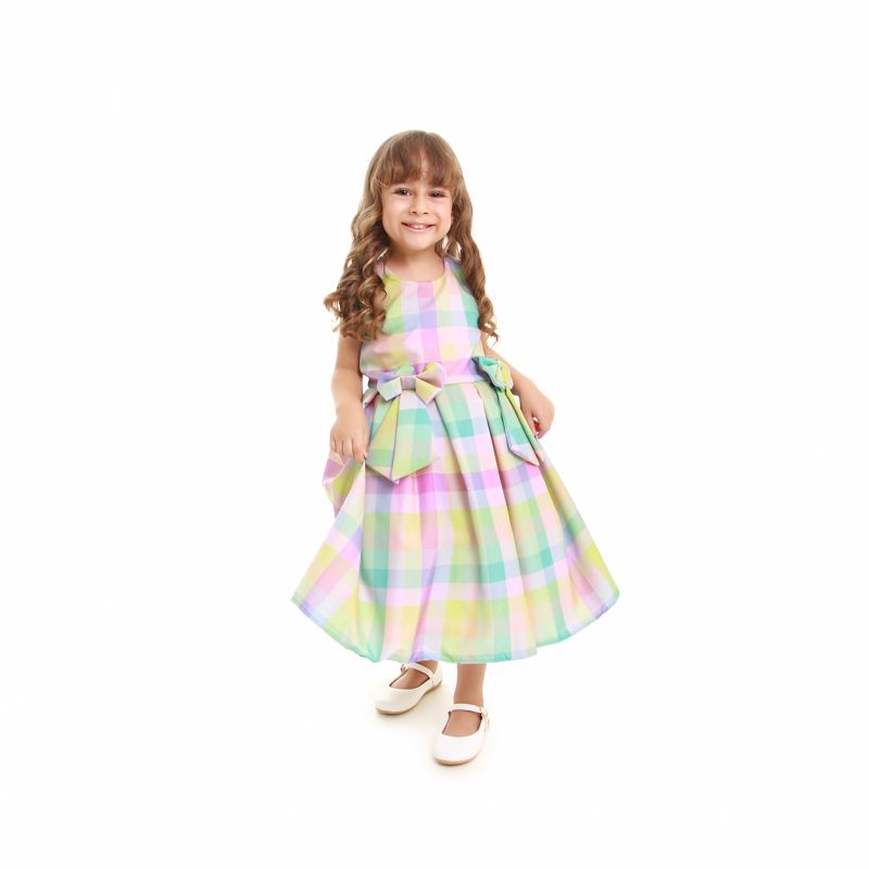 Vestido Infantil Quadriculado Candy Colors