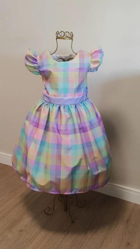 Vestido Infantil Quadriculado Candy Colors Luxo
